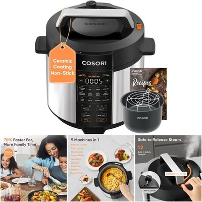6qt Stainless Steel Pressure Cooker 9-in-1 Multi Cooker Safety Features Ceramic