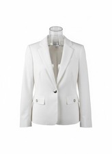 CALVIN KLEIN Women 8 White Blazer Jacket Single Button Grommet Accent Career Job