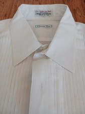 Christian Dior Men s Pleated White French Cuff Tuxedo Shirt - 16. 35
