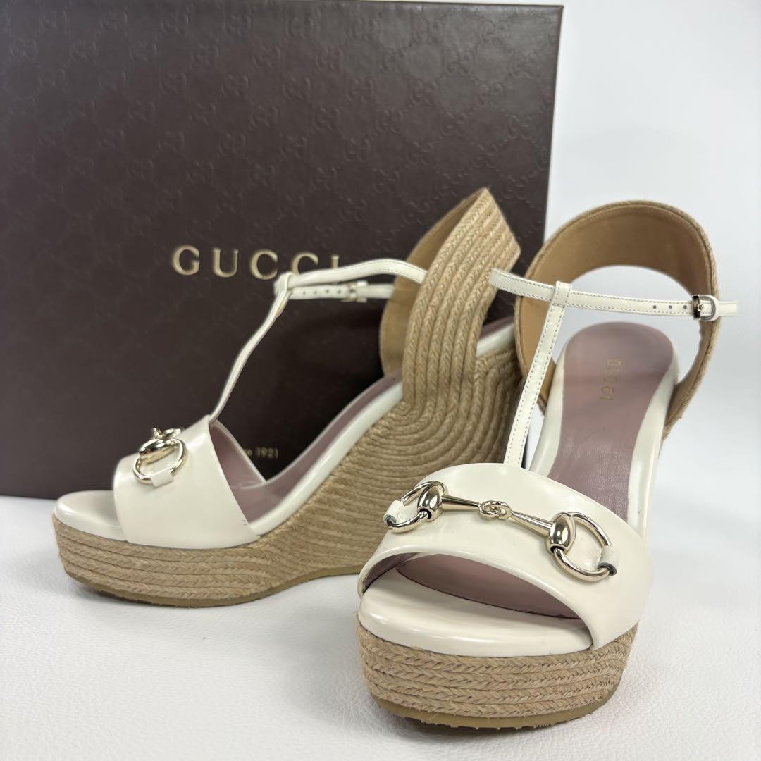 Gucci Womens Wedge Espadrilles 6.5US Horsebit Sandals Mint Green Like New