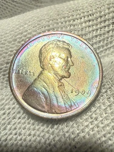 1909 VDB Philadelphia Mint Copper Lincoln Lustr AU +Wheat Cent High Grade Toned