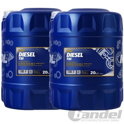 2x 20L SAE 5W-30 MANNOL Diesel TDI Motoröl passend für VW, BMW, Opel, Mercedes