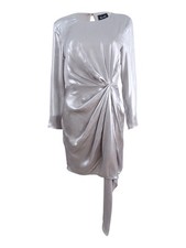 Bardot Women's Draped Metallic Asymmetrical Dress (XS, Silver)