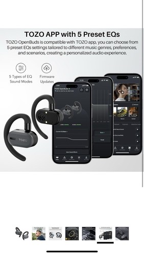 TOZO Open Buds Lightweight True Wireless Earbuds With Multi-Angle Adjustment, Bl - 第 6/7 張圖片