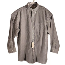 Cremieux dress shirt mens XL XLArge 17/33 blue white striped pima cotton