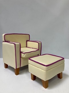 Chair & Ottoman Sized For American Girl Dolls NO Name on Furniture