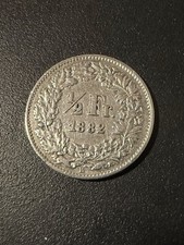 Schweiz 1/2 Franken; HELVETIA; Jahr  1882; sehr guter Zustand