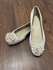 Kate Spade Fanna Satin Wedding Ballet Flats In Ivory With Beads Size 8 1/2