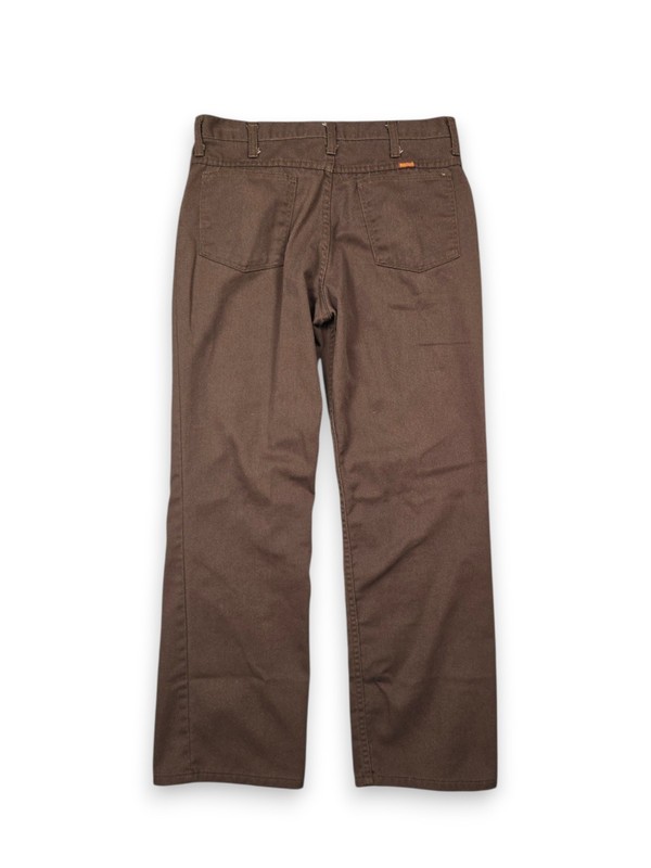 Vintage 70s 80s Rustler Wrangler Brown Work Pants Trousers 32W Talon 42 Zip USA