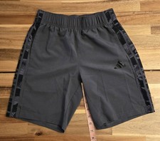 Adidas Woven Camp Print 3 Stripe Youth shorts Size M Grey Gently Used