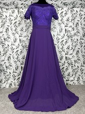Elegant Purple Lace Evening Gown Prom wedding Guest Sz M 8 NWT Bridesmaid E
