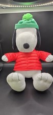 Snoopy Plush Red Puffer Jacket Green Hat Peanuts Christmas 2024 Stuffed Toy New