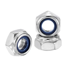10Pcs Nylon Lock Hex Nuts - [M10 x 1.5mm], 316 Stainless Nuts, Silver
