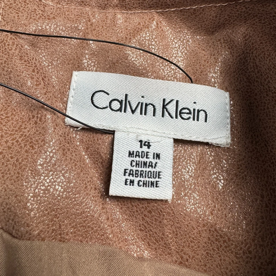 Calvin Klein Women's Faux-Leather Sheath Dress 14 Tan - image 3 of 4