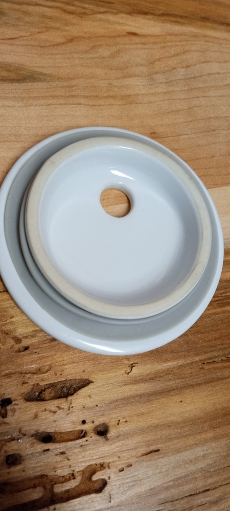 Pampered Chef Ceramic Egg Cooker with Silicone Sleeve in White Gray #1529 EUC