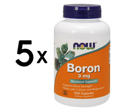5 x NOW Foods Boron, 3mg - 250 caps (149,88 EUR/kg)