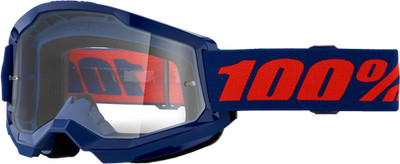 100% STRATA 2 MX Motocross Off-Road Goggles Navy Blue w/Clear Lens