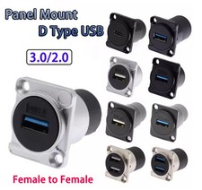 Panel Mount D Type USB 3.0/2.0 Female to Female Connector Jack Socket Adapter