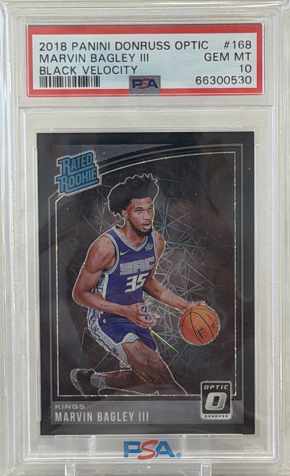 2018 Panini Donruss Optic Marvin Bagley III #168 Black Velocity RC Rookie PSA 10