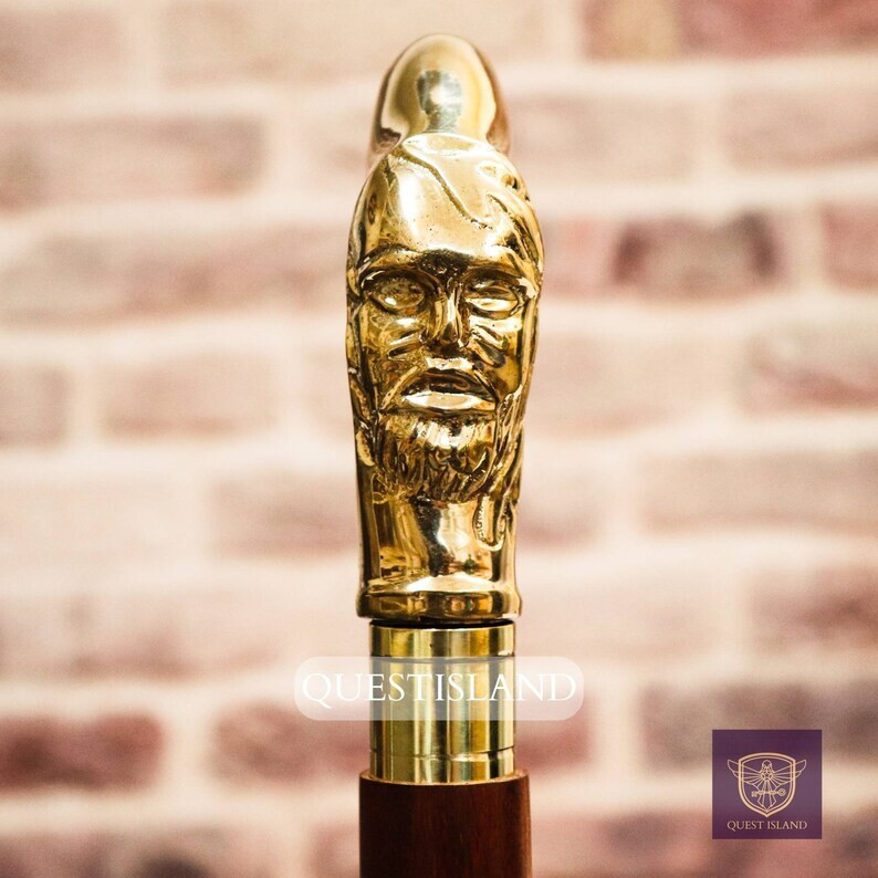 Solid Brass Man Face Head Handle Handmade Designe… - image 1