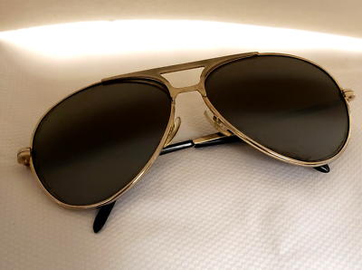 Vintage Opti-Ray Korea Gold Tone Aviator Sunglasses Optiray 