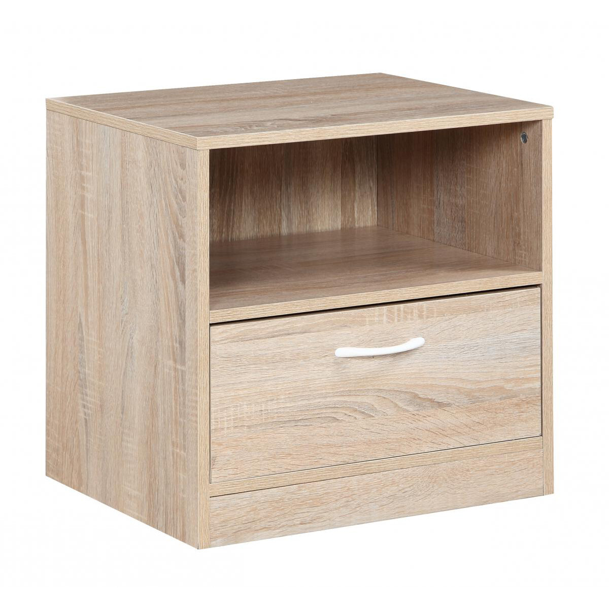 Bedside Table Side Table Oak  Finish Nightstand Two Drawer Shelf