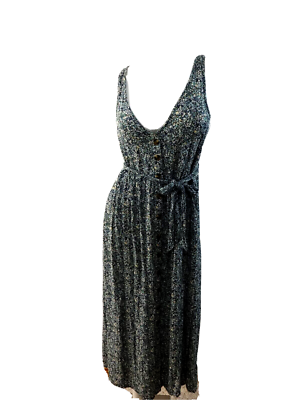 chinese dress ladies American Eagle Gray Square Neck Puff Sleeve A Line Tiered Midi Dress S   Brie