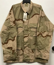 3 Color Desert BDU Combat Coat USGI 50/50 NYCO Ripstop Stained X Large Long