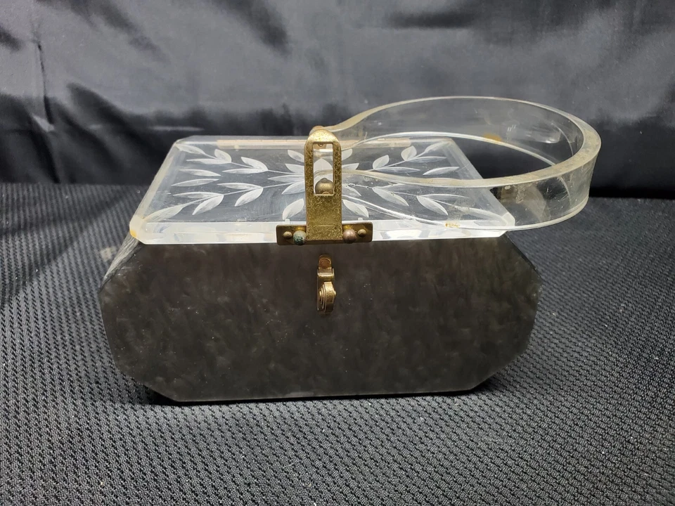 Bolso de Mano MCM Lucite Caja Superior y Asa De Colección, Metal Gris Gunmetal Foto 4 de 4