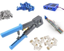 Pass-Through Crimper 50 PCS Connector plug Boots Network Cable Tool Kits Tester