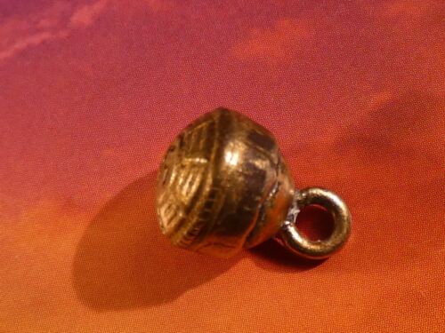 ANTIQUE INDOTIBETAN NEPALI BRASS METAL BUDDHIST BEAD BUTTON PATINA 13.9-10.0 MM
