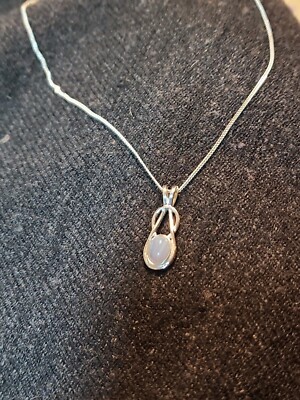 Rainbow Blue Moonstone Necklace 925 Sterling Silver Jewelry