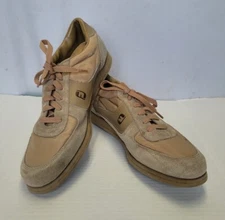 Footjoy Golf Shoes Mens 10 M Lace Up Comfort Tan Leather Spikes Sneaker 1495