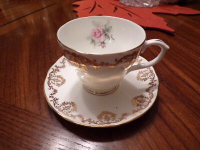 VTG Teacup & Saucer Pink Roses With Gold Trim Duchess Bone China England 