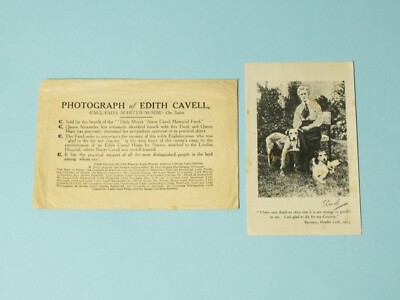 1915 EDITH CAVELL Englands Märtyrer Krankenschwester auf Satin TAGESSPIEGEL GEDENKFONDS #VON