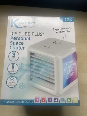 Kleeneze Ice Cube Plus+ Persönlicher Raumkühler LED-Leuchten weiß 3 Geschwindigkeiten USB-Stecker