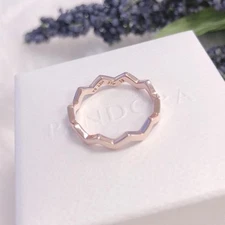 NEW Authentic PANDORA Rose™ Gold Timeless Zigzag Stackable Ring 187752