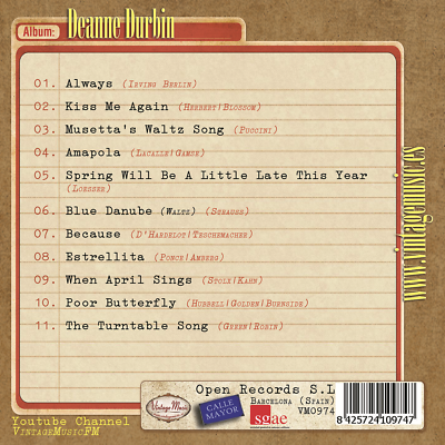 洋楽 Deanna Durbin The Fan Club CD DEANNA DURBIN CD Vintage Vocal Jazz / Always , Kiss Me Again