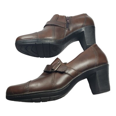 Clarks Shoes Womens Size M Brown Boots Heel Leather