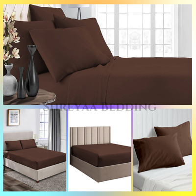 Extra Deep Pocket Bedding Sheets 1000TC/1200TC Organic Cotton Brown Solid