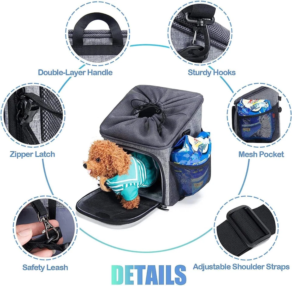 Mochila para transporte de cesta de bicicleta para cachorro, bicicleta para animais de estimação dobrável para andar de bicicleta - Imagem 4 de 4