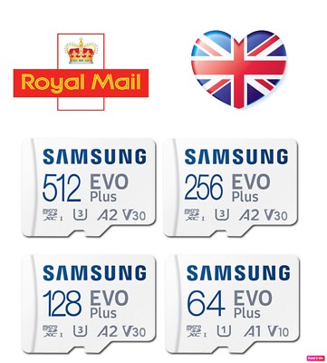 Samsung 64 128 256 512GB Micro SD SDXC Class 10 Speicherkarte U3 130MB/S UK LAGERWARE
