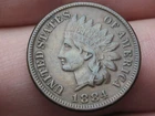 1884 Indian Head Cent Penny- XF/AU Details, 1.5 Diamonds