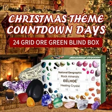 Christmas Countdown Calendars Healing Crystal Stone Advent 24 Pcs Ore Box Gift