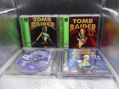 PlayStation PS1 Tomb Raider I, II & III With Manuals + Chronicles Tested Working