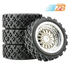 4Pcs 12mm Hex Rubber Rally Tires and Wheel Rims For RC 1:10 HSP HPI Off Road Car