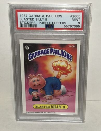 1987 Topps OS7 Garbage Pail Kids 260b Blasted Billy II PURPLE BANNER ERROR PSA 9 - Picture 1 of 2