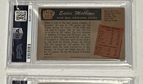 1955 Bowman lot 30 diff #74-104 w Podres PSA 3 Gilliam 98 & PSA 4 Ed Mathews 103 - Picture 8 of 20
