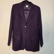 Vintage HARVE BENARD Y2K Academia Officecore Purple Wool Blazer Jacket Size 10.
