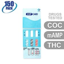 NEW Mintegrity Drug Test 3-Panel Dip Card Urine Home Kit 150-Pack #MI-WDOA-234